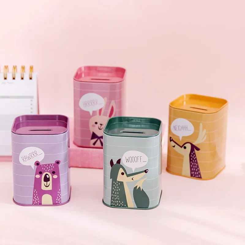 Korean Style Square Metal Tin Savings Bank UK London Style Storage Savings Jar Toy from Mainland China