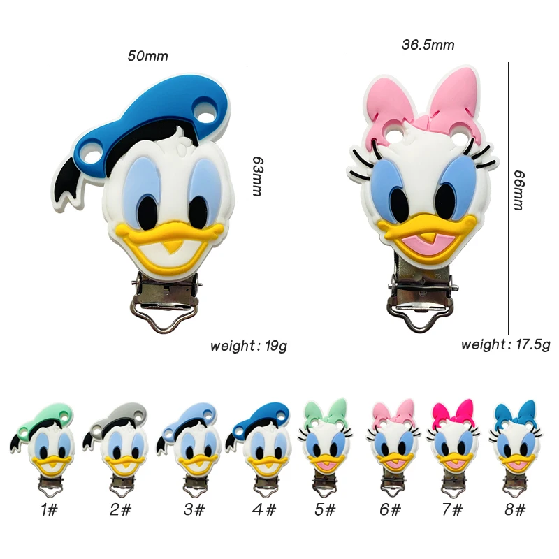10pcs Silicone Donald Duck BPA Free Teething Infant Chewable Dummy Necklace Pacifier Toy Accessories