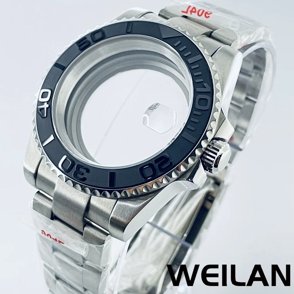 Silver Watch Case with Ceramic Bezel and Sapphire Crystal