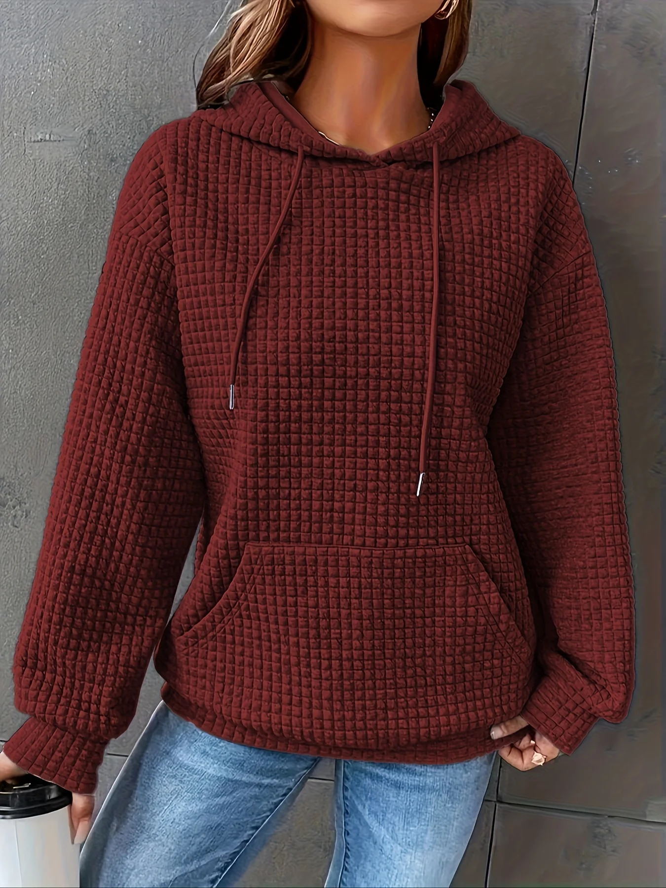 Women’s Textured Pullover Hoodie - Image 4