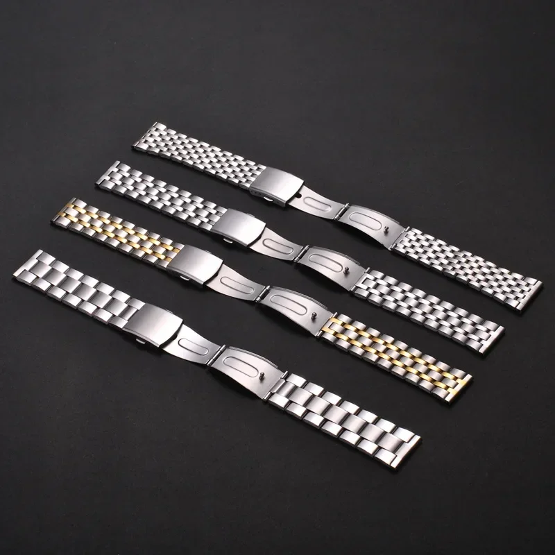 Premium Stainless Steel Metal Watch Band with Folding Buckle - Universal Bracelet Replacement