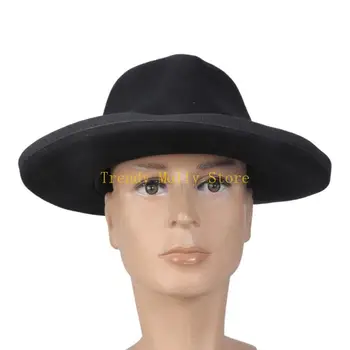 N5KB Old-fashioned Wool Fedoras Top Hat for Travel Wide Brimmed Hat Western Top Hat for Boy Man Adults Top Hat