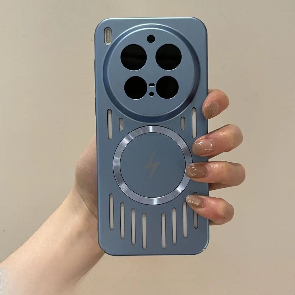Luxury Mesh Heat Dissipation Magnetic Phone Case - Frosted Full Bumper Cover with Wireless Charging