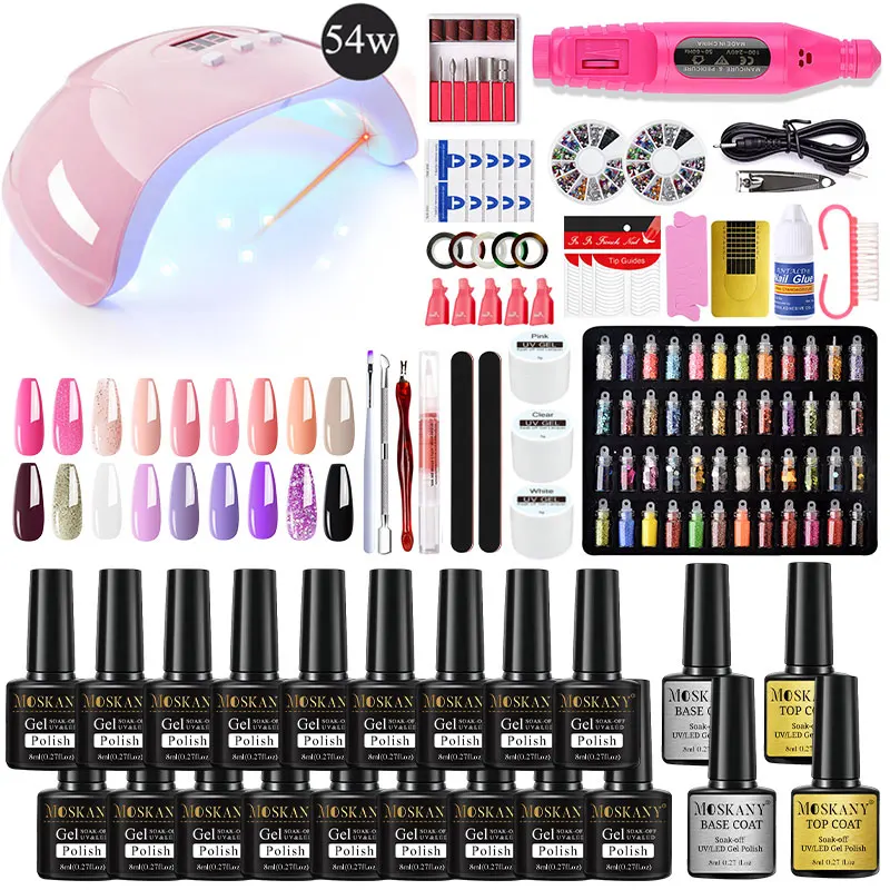 Nail Gel Polish Set Professional Acrylic Kit Nail Gel Kit With UV Nail Lamp For Nail Art Semi Permanent Varnish Gel Tools Kit 2
