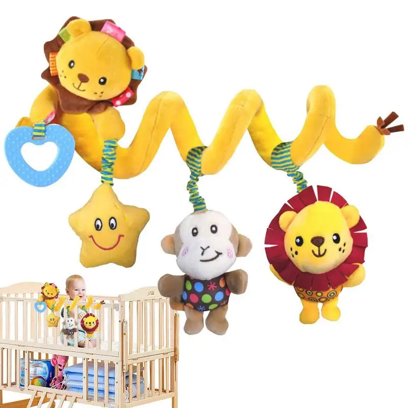 

Stroller Arch Toy Cute Lion Spiral Plush Sensory Toy Crib Spiral PlushCar Seat Mobile With Bb Squeaker Stroller Toy Spiral Plush