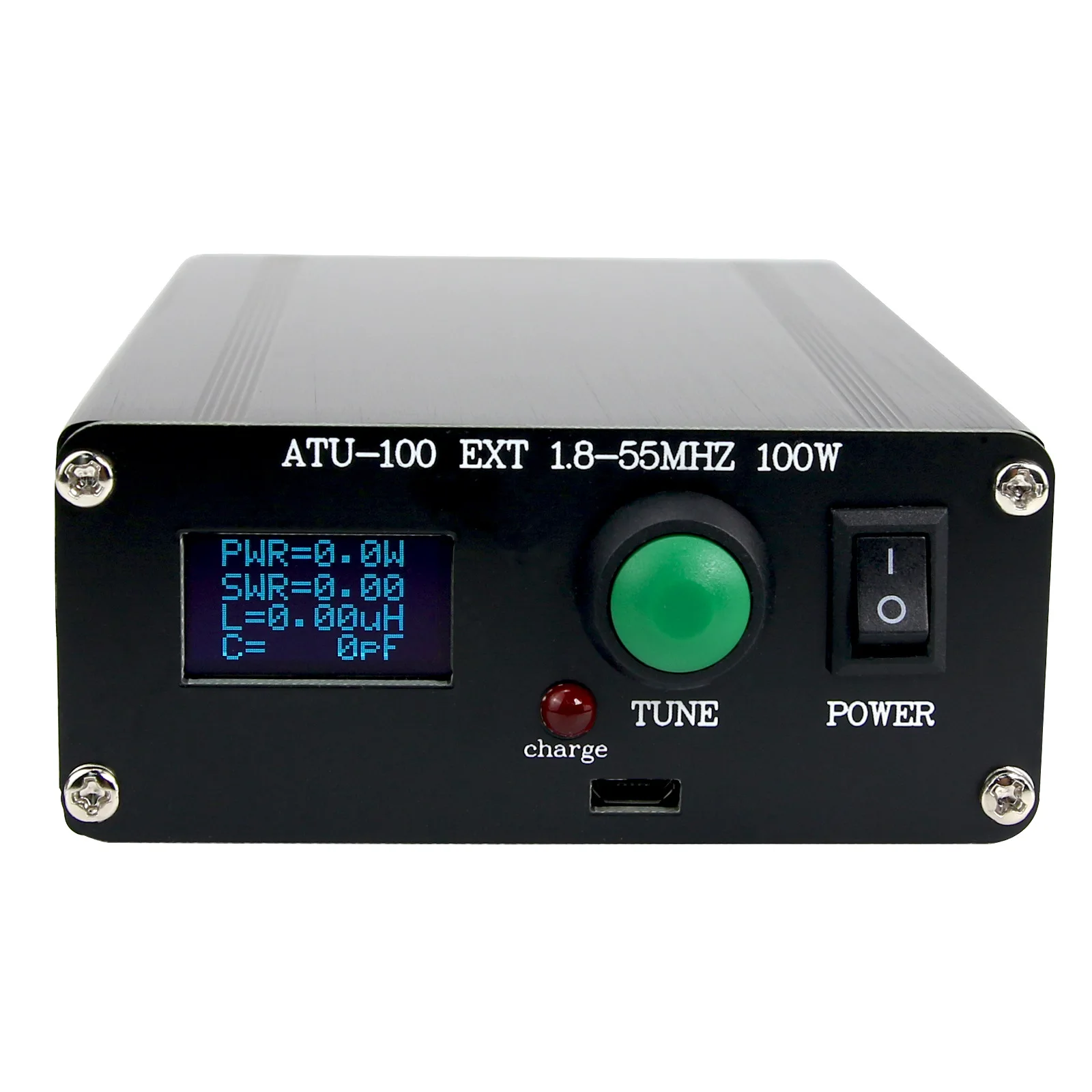 Sintonizador De Antena Automático ATU-100 Box – Carcasa De Aluminio Con Pantalla OLED Y Controles Para 1.8-50 MHz