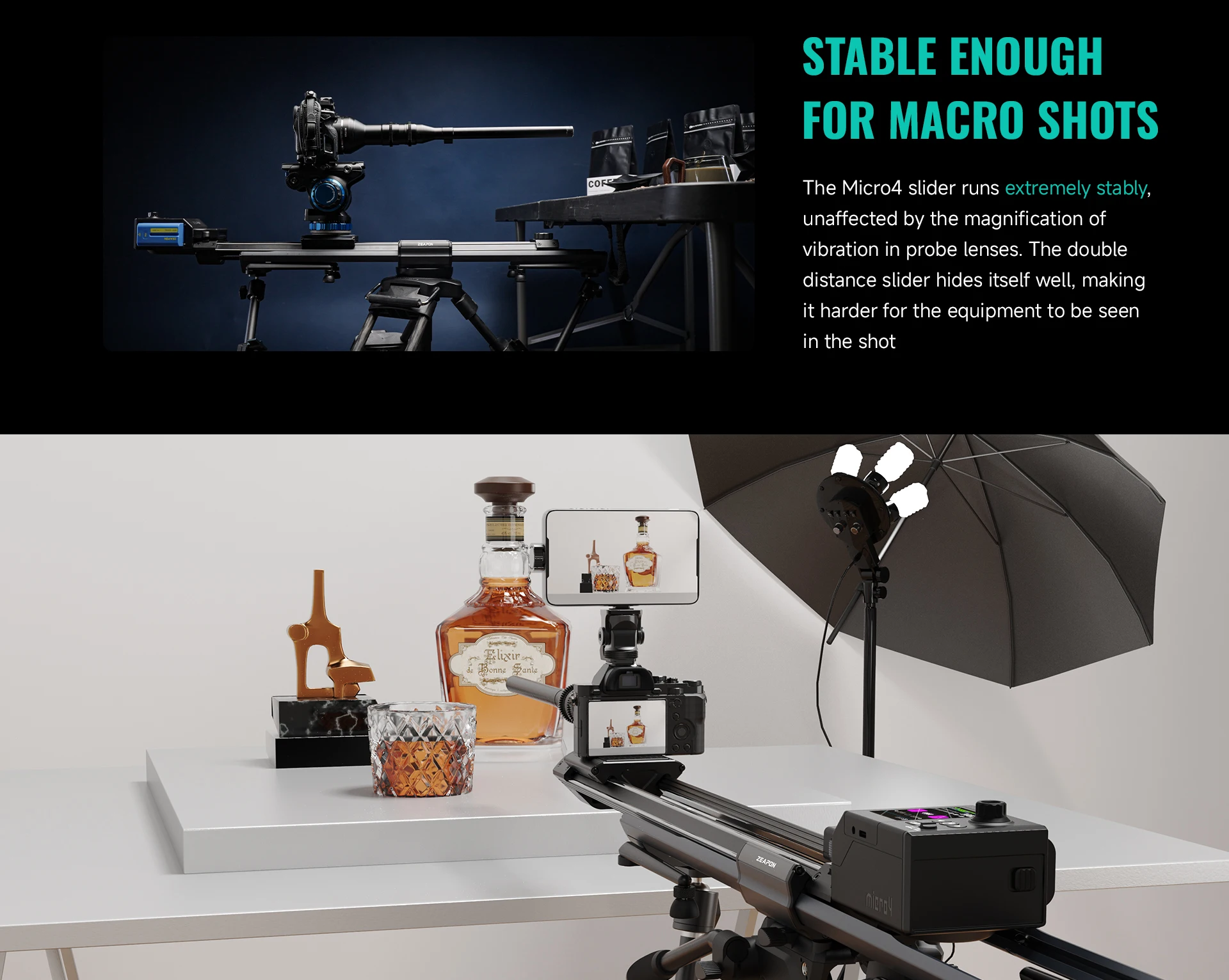 ZEAPON Micro 4 E500 E700 E1000 Multi-axis Motorized Slider for DSLR Camera Video