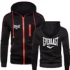 New EVERLAST Men's Autumn Winter Sportswear Simplicity Fashion zipper hoodie Solid Blazer Men's print Sportswear top Casual warm 2