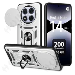 Slide Camera Protector 360° Ring Armor Hard Case Cover for Redmi 13T (Silver)