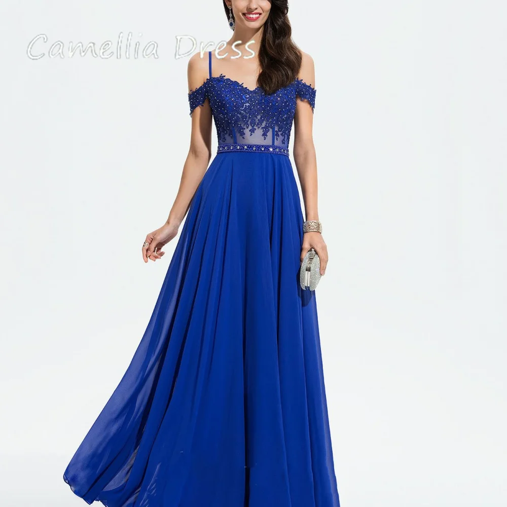 Elegant A Line Party Dresses Sweetheart Neck Applique Evening Gowns Spaghetti Straps New Arrival Chiffon Prom Dress