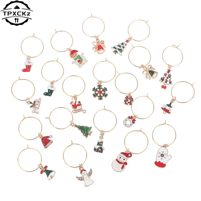 20pcs Christmas Wine Glass Charms Delicate Useful Durable Wine Cup Tags Cup Decorations Markers For House Party