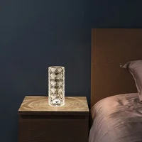 Nordic Crystal Lamp USB Table Lamps Bedroom Touch Dimming Atmosphere Diamond Night Light Rose Projector Lamp Decor 5