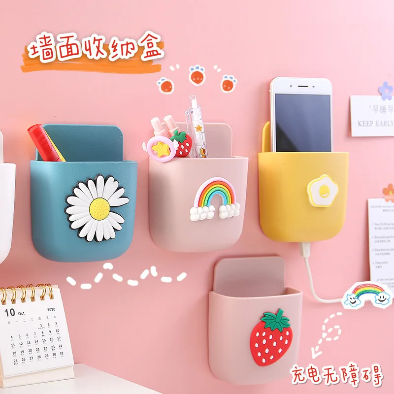 Wall-Mounted Storage Box Stationery organizer Stand For pens Phone Holder TV Remote Control Storage Box Home&Office accessories