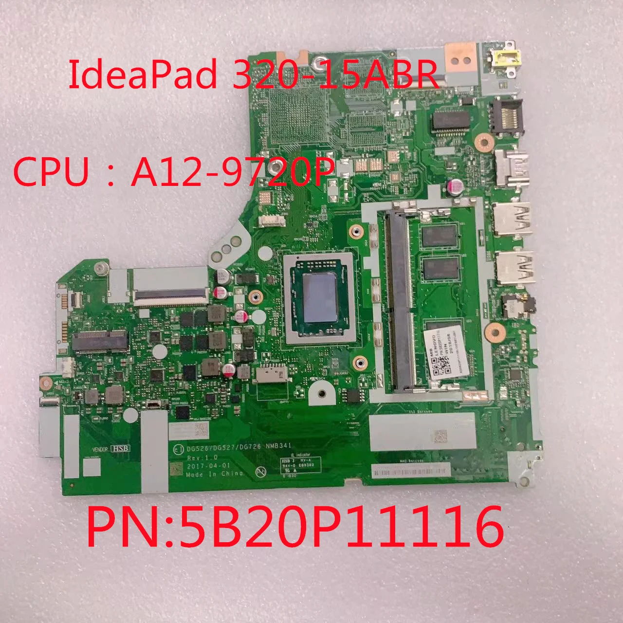

Используется для материнской платы ноутбука Lenovo IdeaPad 320-15ABR 5B20P11116 DG526 DG527 DG726 NMB341 с зеркальным ЦПУ 100% рабочий
