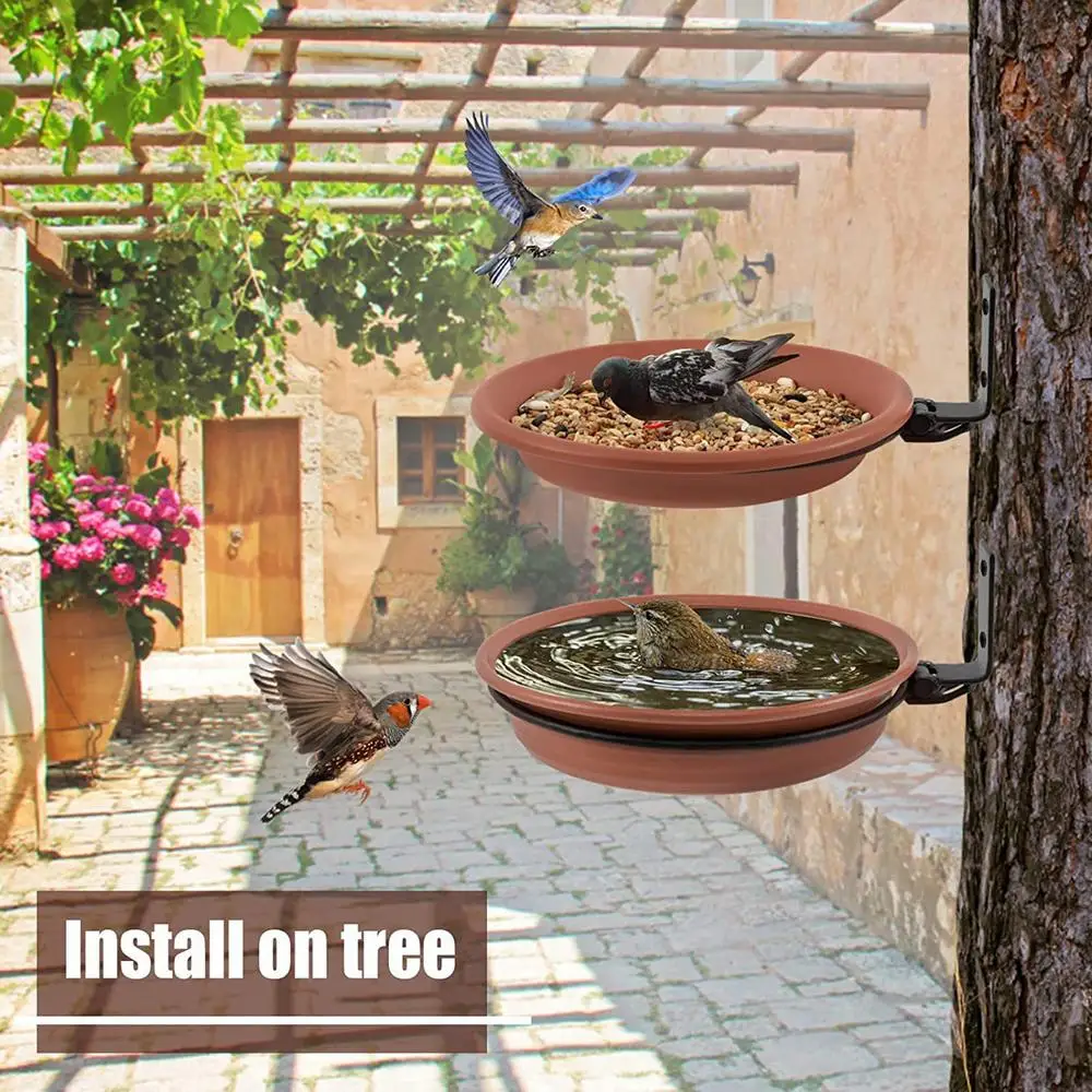 2 Pcs Tree Mounted Bird Feeder And Bird Bath