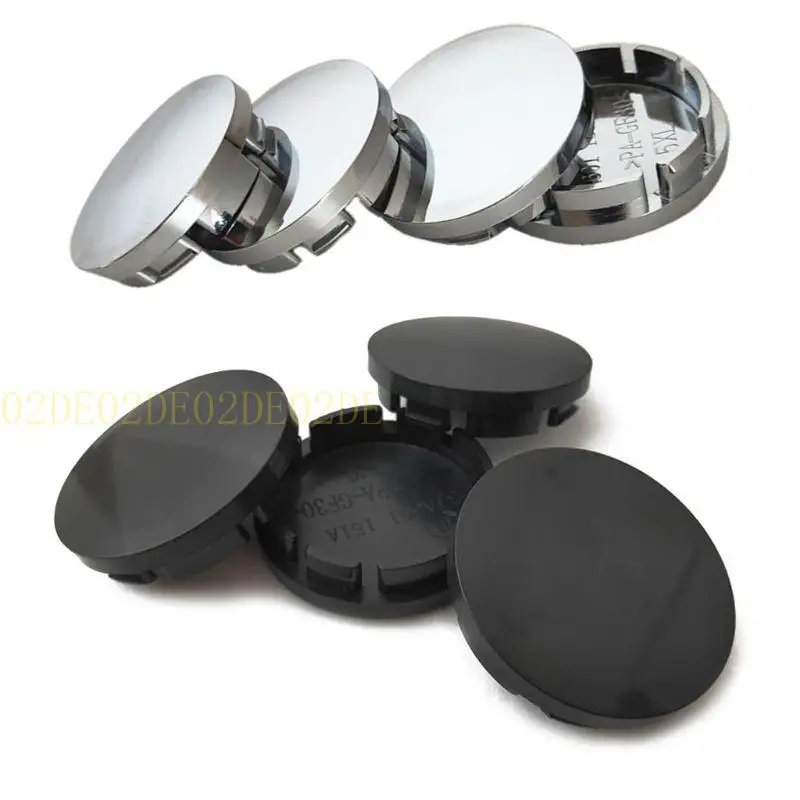 4-Piece Black/Silver Car Wheel Center Caps - Universal Fit