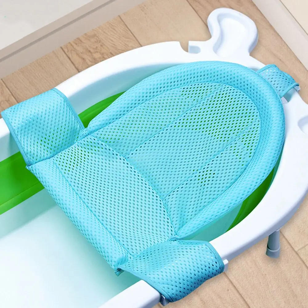 Foldable Bath Bracket Anti-Slip Security T Type Newborn Shower Cradle Baby Bath Mesh Cushion Bathtub Set Pad Shower Support Mat