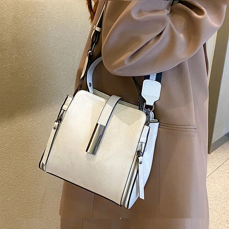 Toptrends Genuine Leather Wide Strap Small Shoulder Crossbody Bags For Women 2025 Luxury Designer Bucket Tote Ladies Handbags 3
