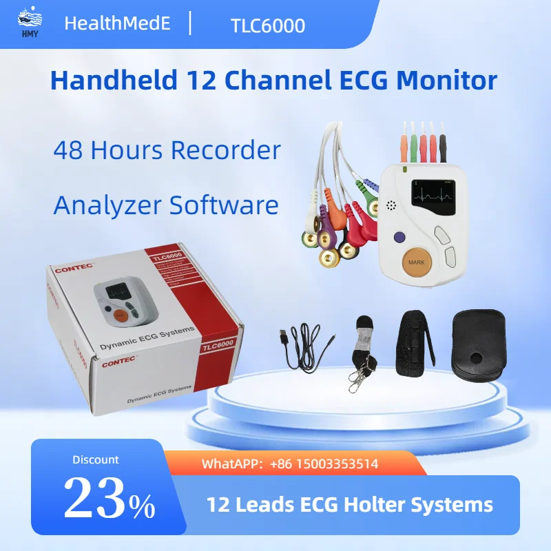 CONTEC Dynamic 12 Leads ECG Holter Systems 48 Hours Recorder,2GB Card,​Analyzer Software(Download Online) TLC6000