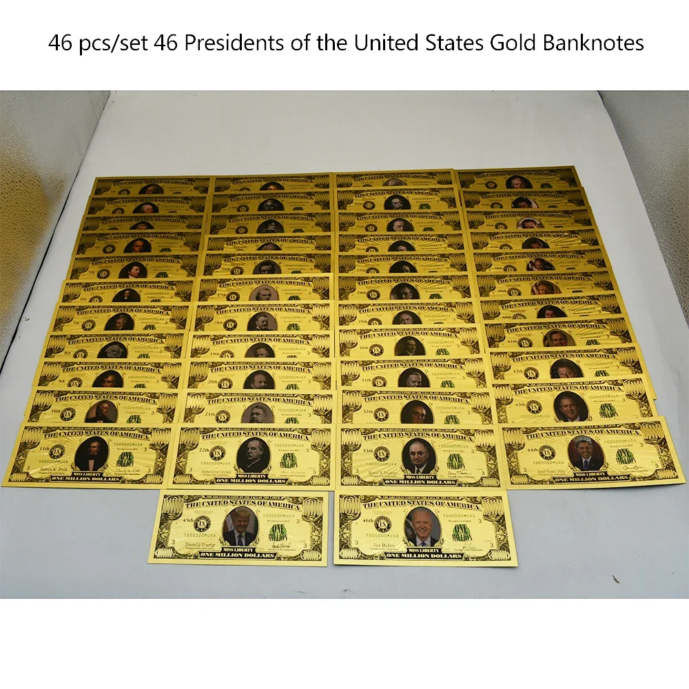 46 개/대 미국 46 대통령 금 지폐 바이든 루즈벨트 100만 달러 컬렉션 휴일 선물 - AliExpress