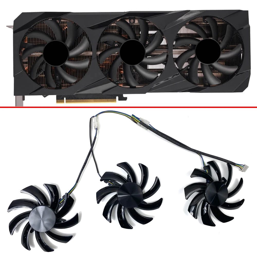 Ventilateurs GPU QKFTCSDW - Lot De 3 - DC 12V 0,35A 85mm - Pour XFX RX 6700XT 12GO
