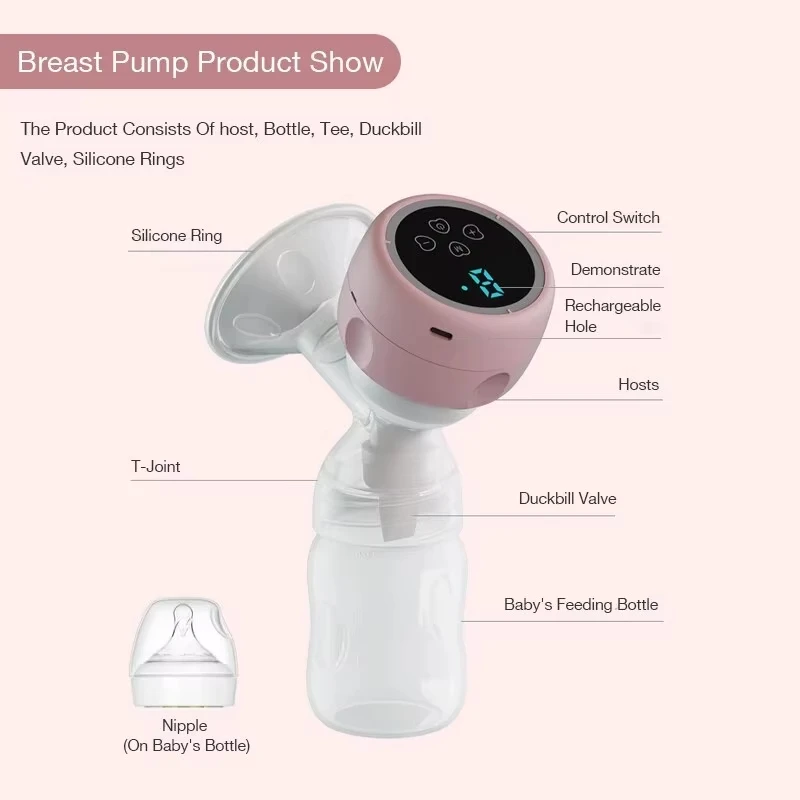 Electric Breast Pump Electric Breast Pump with LED Screen Milk Puller for Breastfeeding Low Noise Anti-Backflow Comfort Milk Collector