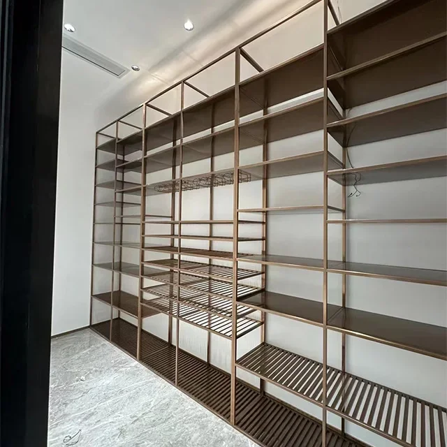 Commercial Stainless Steel Wine Display Rack Luxury Large Whiskey Storage Display Wine Rack