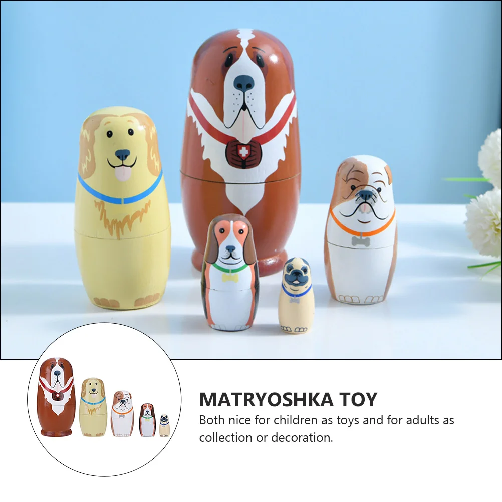 Matryoshka Pet Dog Toy Stacking Russian Hand Wooden Nesting 5 Pcs nesting dolls