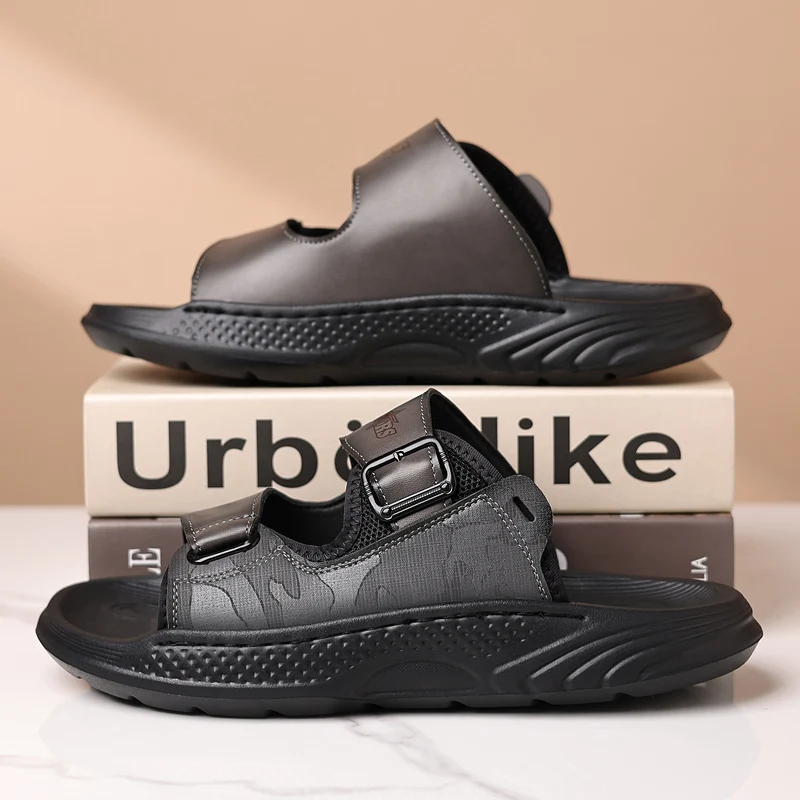 Male Comfortable Fashion Half Drag Suitable Outdoor Wear Summer Flats Men's Comfy Sandals with Adjustable Buckle Strap Slippers
