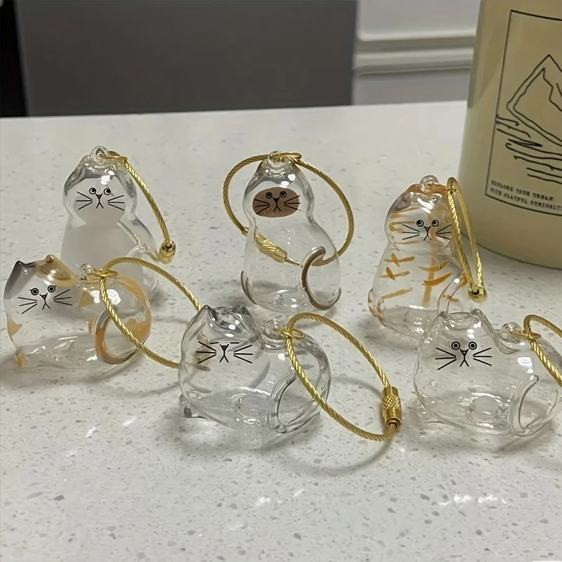 Transparent Cat Shape Acrylic Keychain For Hair Keepsake Keyring Pendant Storage Boxes Animal Hair Collection Gift For Pet Owner