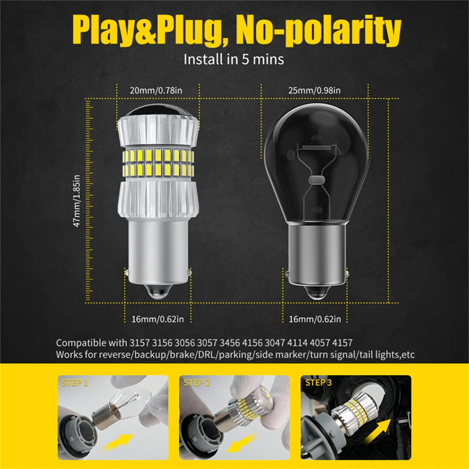 AILEO ڵ  õ LED ,  ÷ ,   T20 W21W 7440 WY21W BAU15S PY21W, BA15S 1156 P21W, 12V, 2 