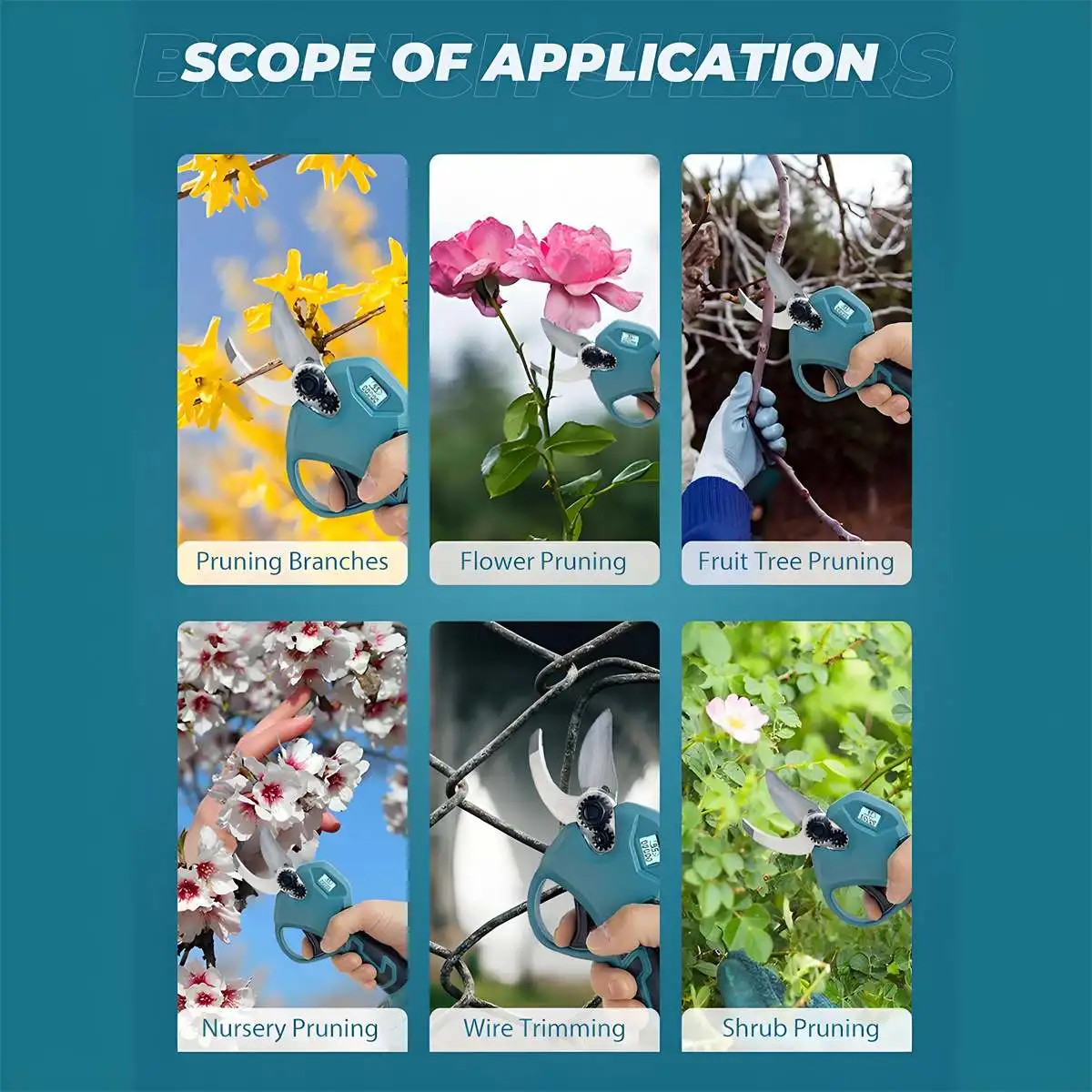 Cordless Rechargeable Pruning Shears Brushless Electric Pruner 35mm Cutting Dia Digital Display Screen for Makita 18V Battery 2