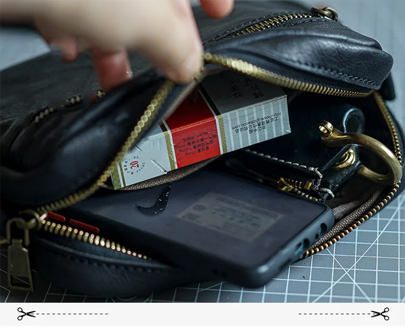 AETOO Original Brusttasche aus echtem Leder, Herren-Clutch, Rindsleder, One-Shoulder-Umhängetasche, einfaches Handy mit großer Kapazität – Detail 15