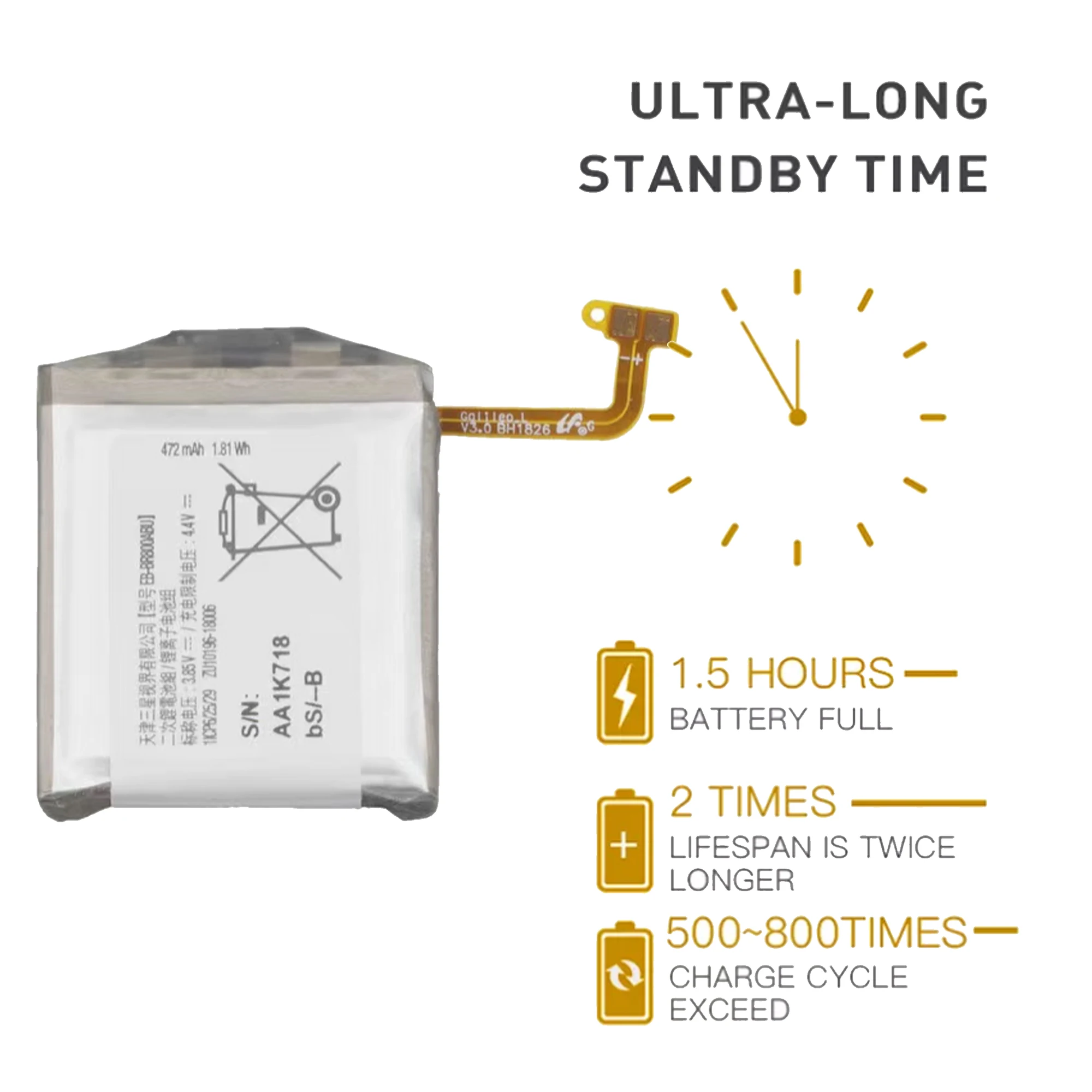 サムスンギャラクシーウォッチ用EB-BR800ABUバッテリー,大容量