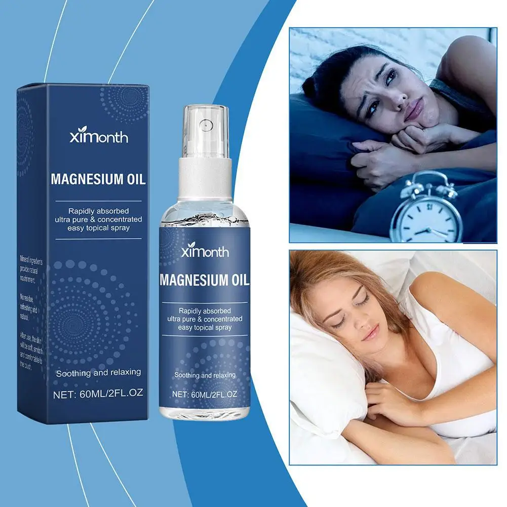 60ml Magnesium Oil Spray Bottle With Magnesium Chloride Topical Supplement For Skin Application And Dermal Absorp X7Y6