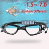 -1.5 To -7.0 Adult Myopia Silicone HD Clear Lens Anti Fog Swimming Goggles Swim Eyewear Custom Different Degree Left Right Eye 1