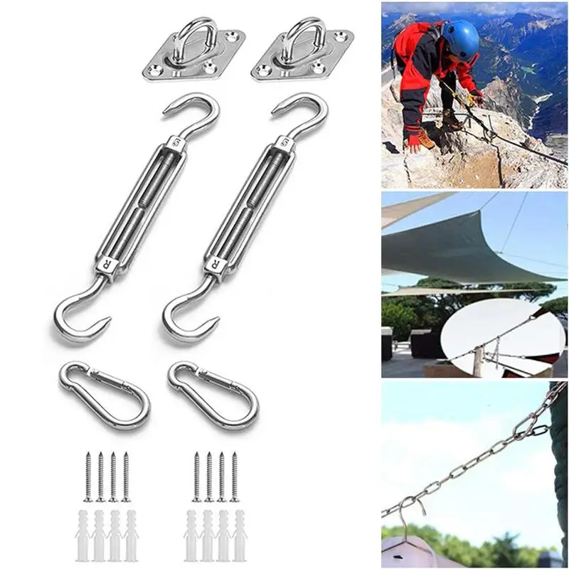 

40PCS/Set Steel Shade Sail Hardware Kit Heavy Duty Sunshade Hardware for Rectangle Triangle Sun Canopy Installation