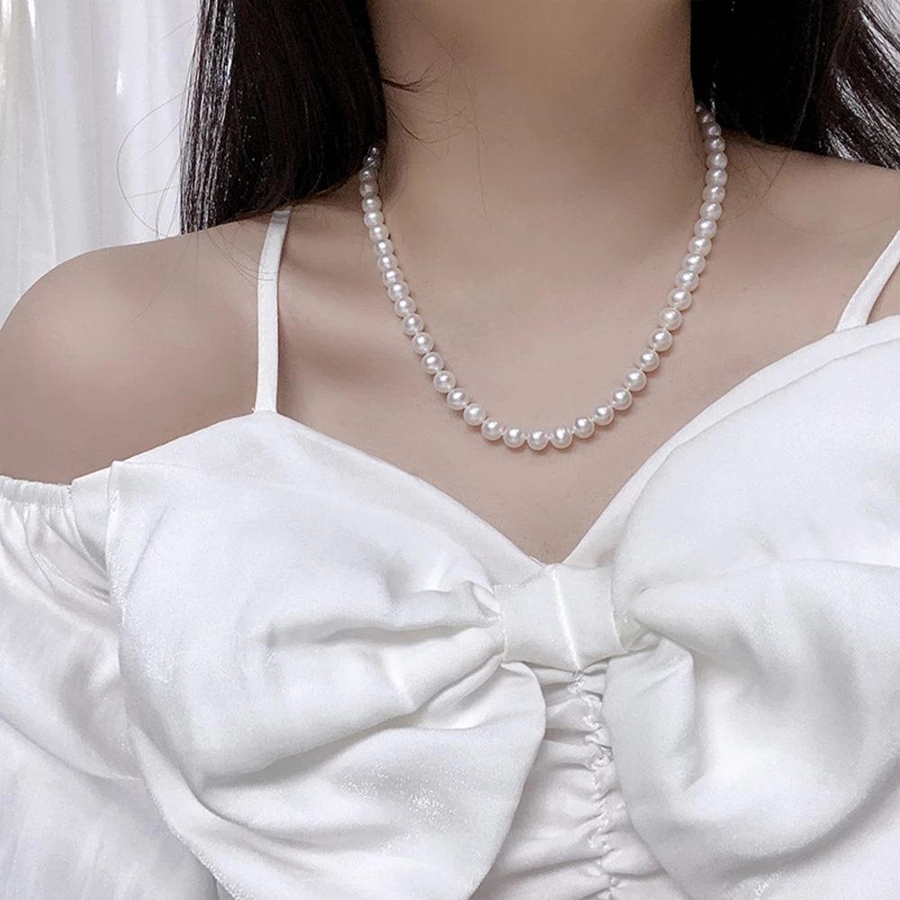 

Pig Nose 925 Sterling Silver Clasp Real Natural South Sea White Genuine Pearl Necklace Young Women's Fine Jewelry Free Shipping