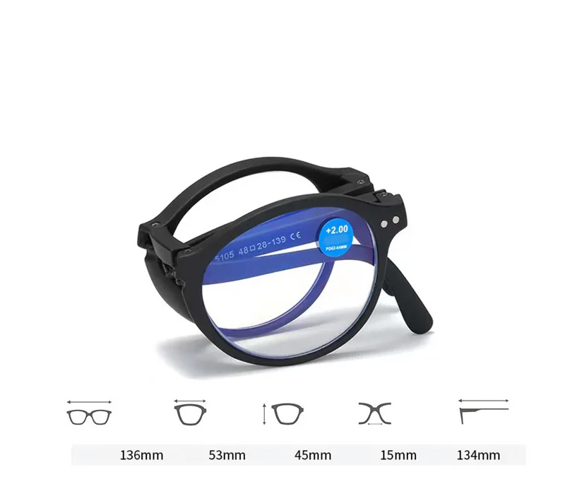 Klappbare Lesebrille im neuen Modestil für Männer und Frauen, Anti-Blaulicht-Lesebrille für ältere Menschen 185 – Detail 5