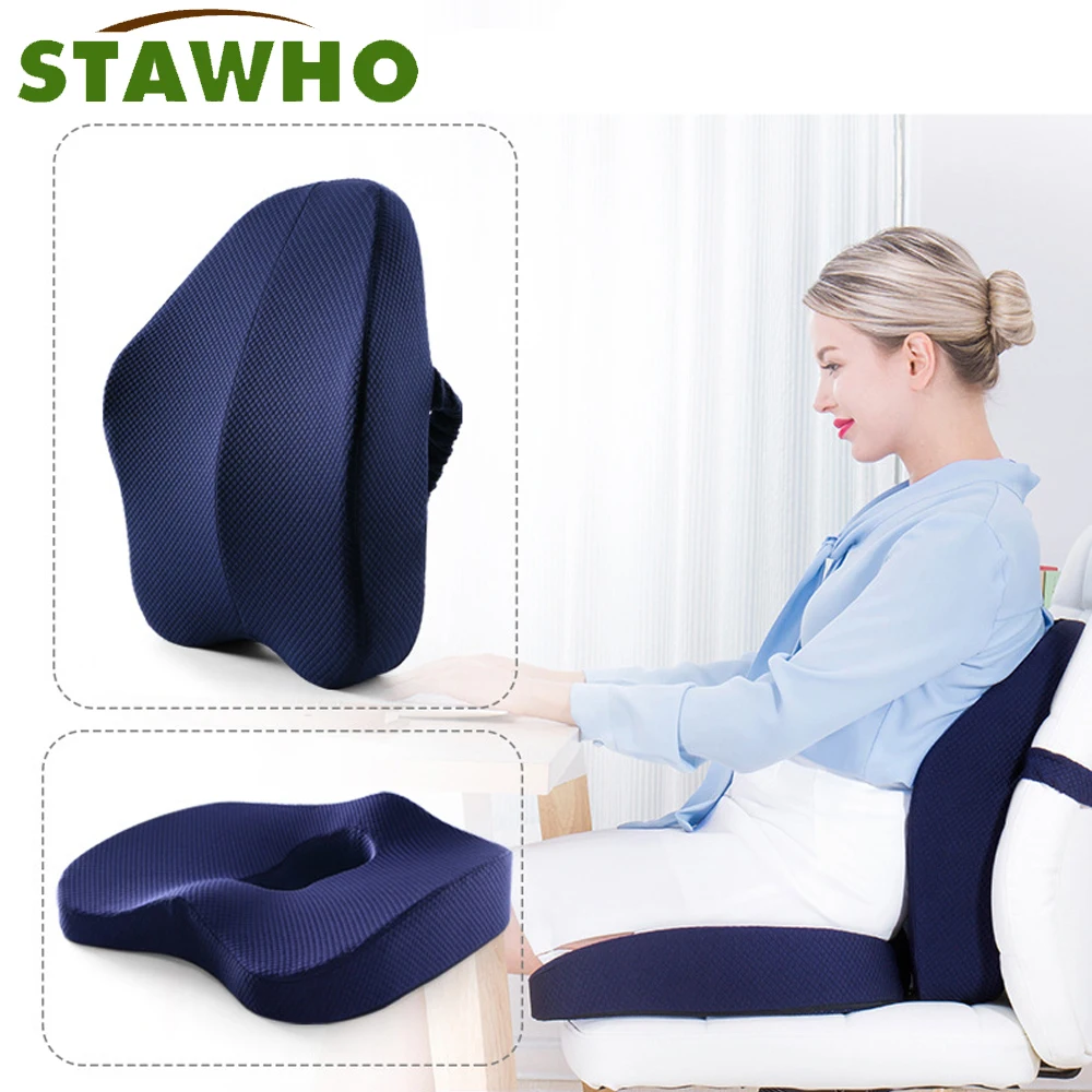 

Memory Foam Office Chair Cushion Orthopedic Pillow Coccyx Support Waist Cushion Back Pillow Hip Seat Car Pillows Seat Sets Pad
