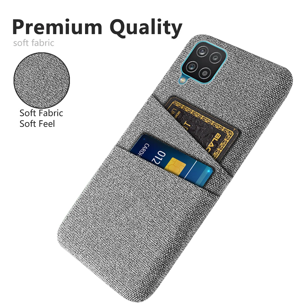 Per Samsung Galaxy A12 Custodia Cover Samsung A12 A125F A125 Luxury Dual Card Fabrics Texture Funda Per Samsung A12 A 12 Coque