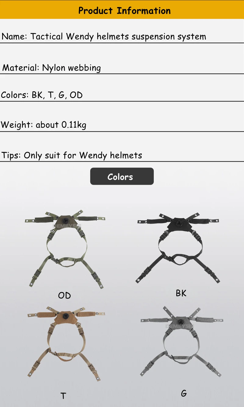 Description Picture 3 of itemTactical Helmet Straps Team Wendy Helmet Suspension System Shooting Hunting Helmets Adjustable Head Lock Chin Strap Accessories