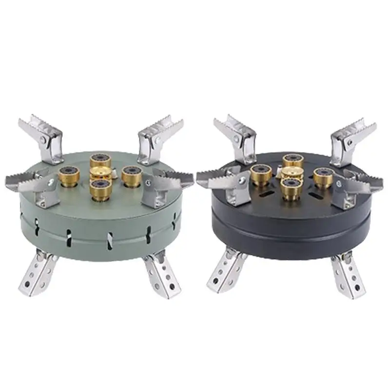 

Camping Cook Stove 5 Copper Fire Holes Camping Fire Stove 13800w Windproof Thickened Base Stove With EVA Storage Bag For Hiking
