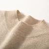 100% Cashmere Men's Sweater Spring Autumn New Thin Top Knitted Half High Collar Pullover Solid Color Long Sleeve Bottom Shirt 4