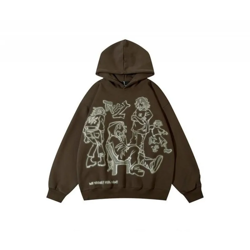 Y2k Pink Hoodie Women Funny Cartoon Graphic Sweatshirt Harajuku Pullover Hip Hop Hipster Autumn Grunge Streetwear Hooded Coat