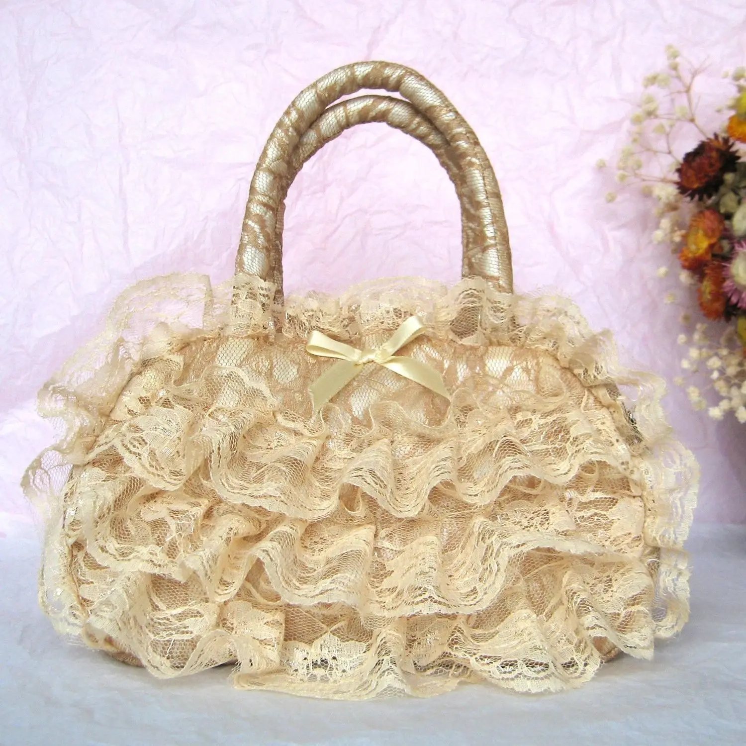 

New Lace Bow Cut Out Lace Design, Fashionable Women's Bag, Retro Cut Out Japanese Style, Casual And Versatile Women's Handbag