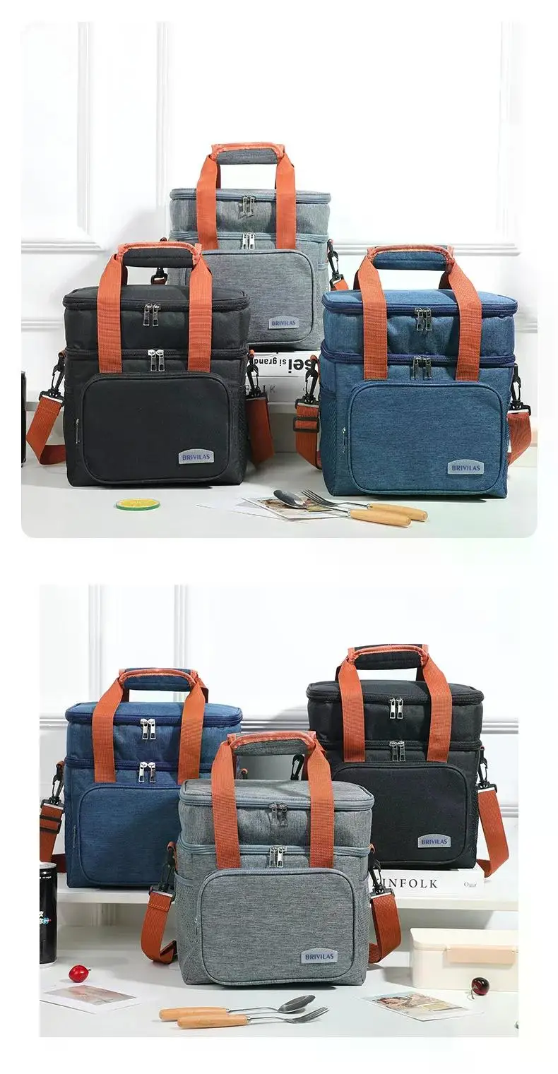 Große Isolierte Lunch-Tasche, Tragbare Outdoor-Kühltasche, Wasserdichte und Langlebige Büro- und Picknicktasche – Detail 11