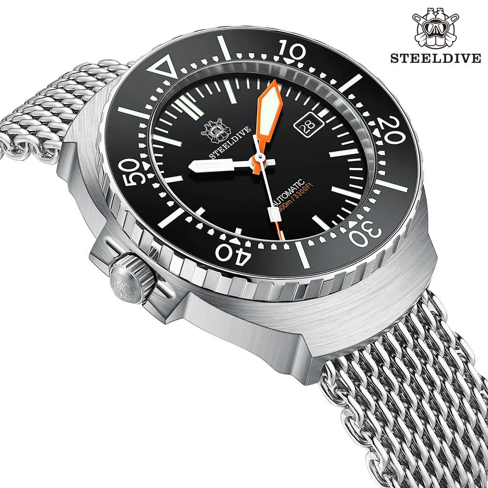 

STEELDIVE Official SD1989 Deep Dive Watch Ceramic Bezel Cool Swiss Luminous One Piece Case NH35 Mechanical Waterproof Wristwatch