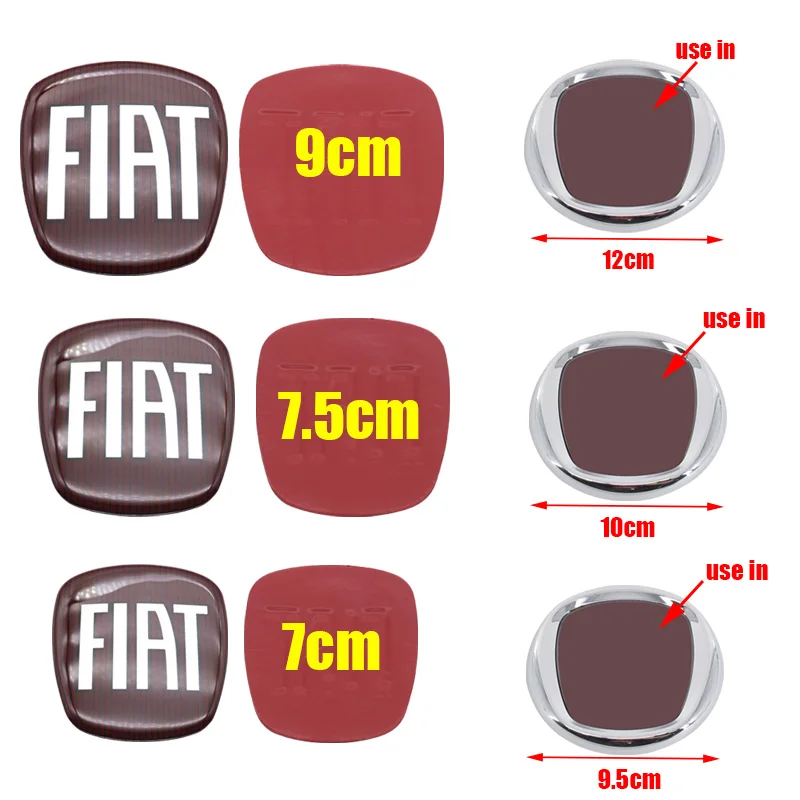 Car Emblem 1pcs 3D 7cm 7.5cm 9cm Epoxy Front logo Front grill front hood Rear Bumper tail door trunk Accessories For 500