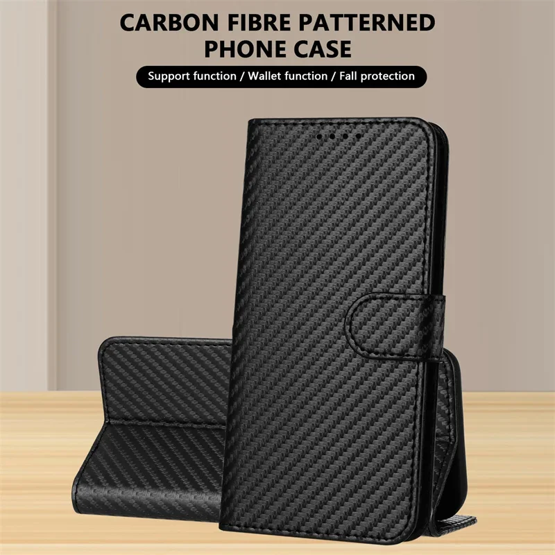 Premium Carbon Fiber Leather Magnetic Stand Wallet Case